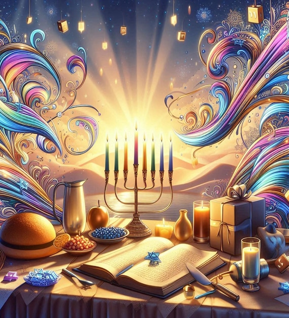 This awesome design is made for the Jewish religious festival of Happy Hanukkah