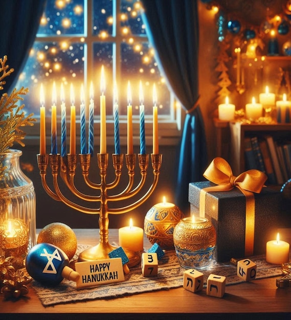 This awesome design is made for the Jewish religious festival of Happy Hanukkah