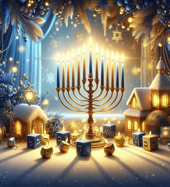 This awesome design is made for the Jewish religious festival of Happy Hanukkah