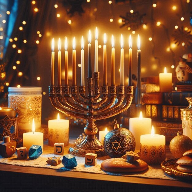 This awesome design is made for the Jewish religious festival of Happy Hanukkah