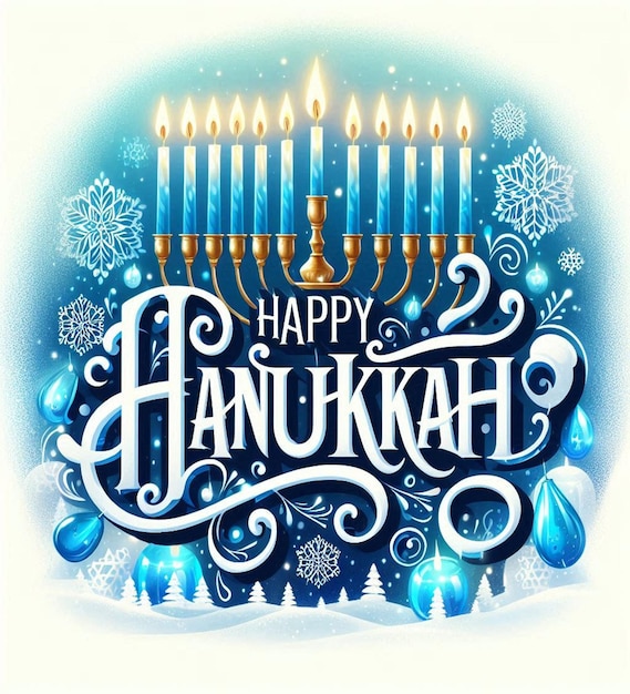 Photo this awesome design is made for the jewish religious festival of happy hanukkah