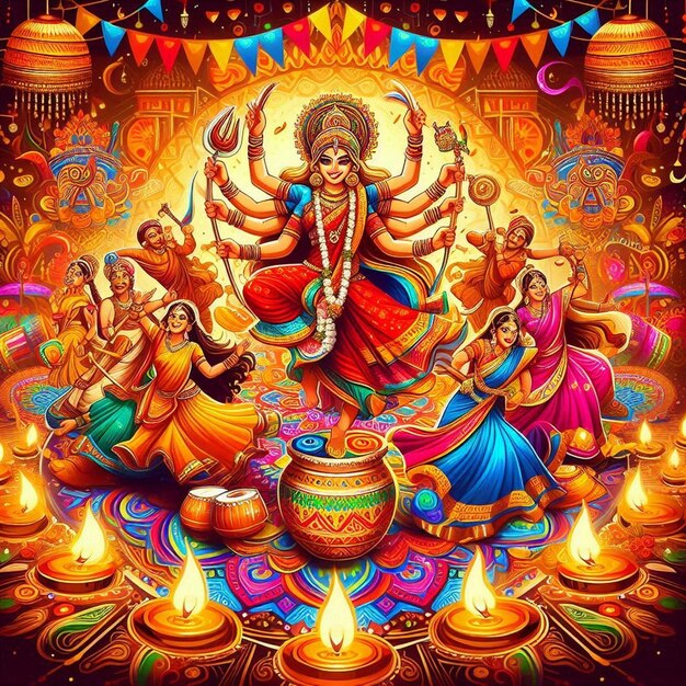 This awesome image is created for Indian mythological event festival Happy NavratriHappy Durga Puja