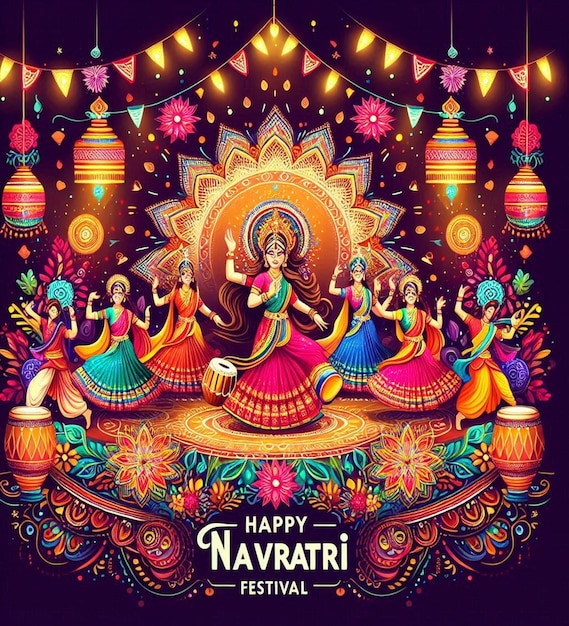 This awesome image is created for Indian mythological event festival Happy NavratriHappy Durga Puja