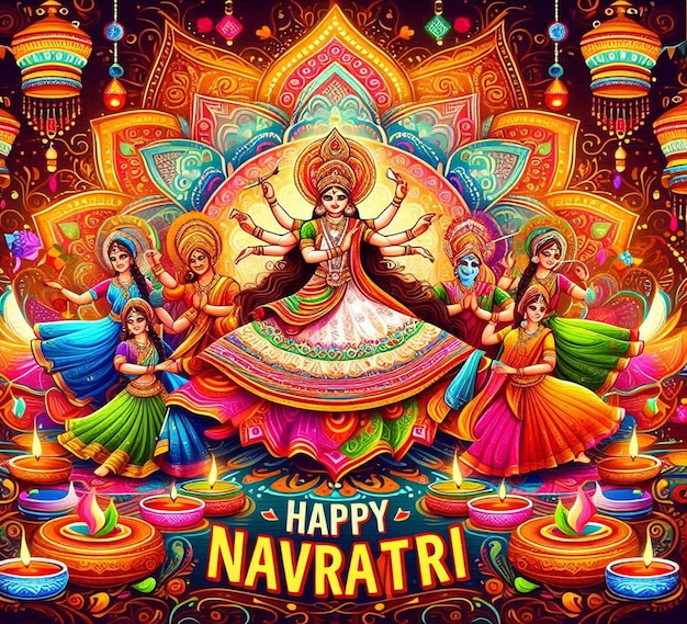 This awesome image is created for Indian mythological event festival Happy NavratriHappy Durga Puja