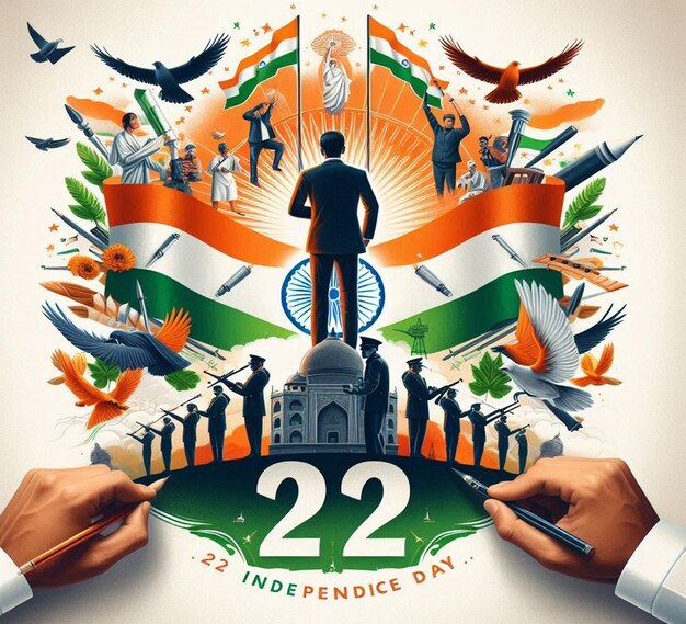 This beautiful 3D design is designed for Happy Indian Independence Day