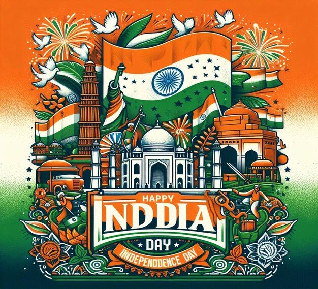 Photo this beautiful 3d illustration is illustrated for happy indian independence day