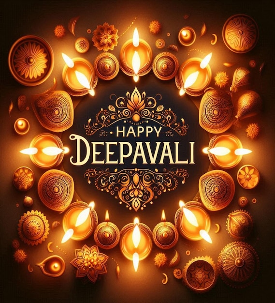 Photo this beautiful design is created for happy deepavali or happy diwali