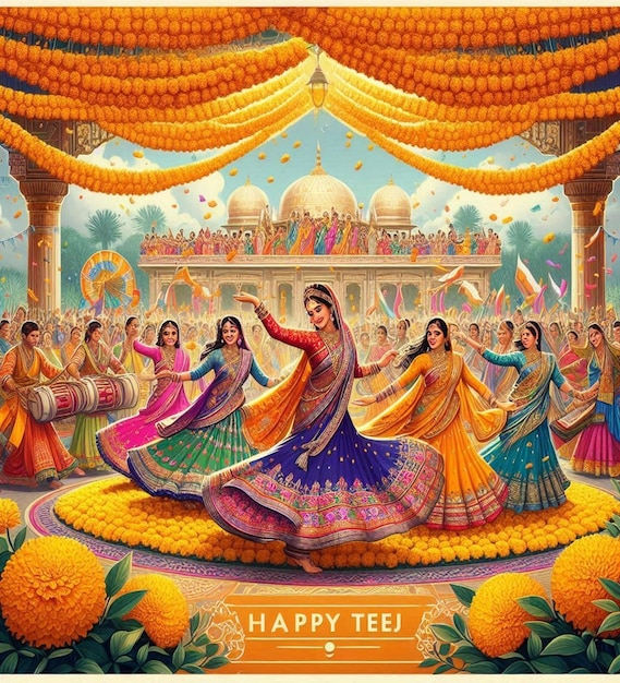 This beautiful design is designed for Hindu mythological event Happy Teej Festival