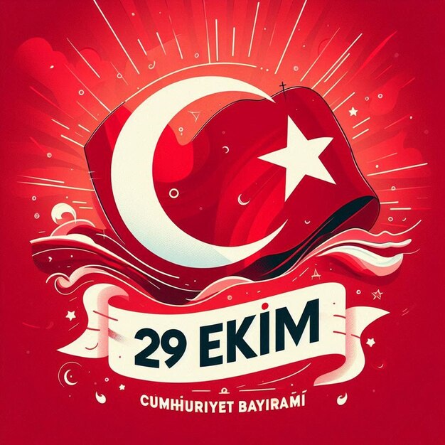 Photo this beautiful design is illustrated for turkish festival 29 ekim