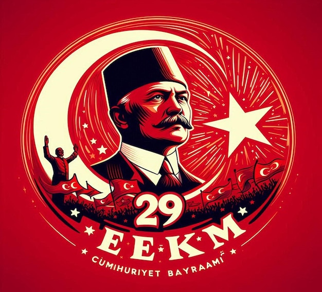 Photo this beautiful design is illustrated for turkish festival 29 ekim