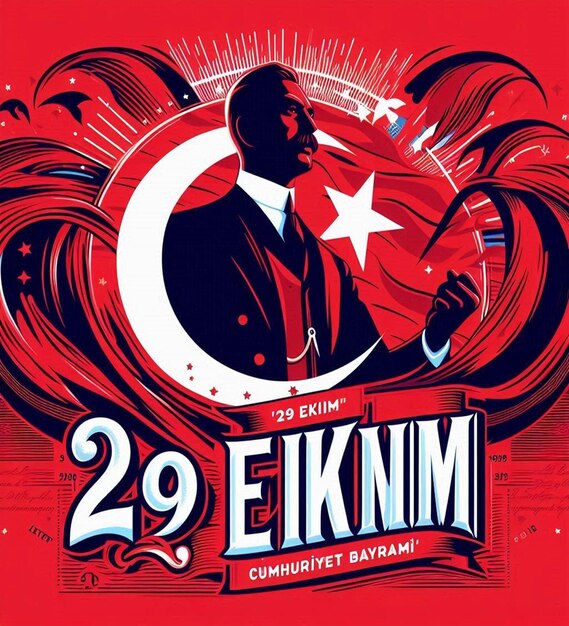 Photo this beautiful design is illustrated for turkish festival 29 ekim