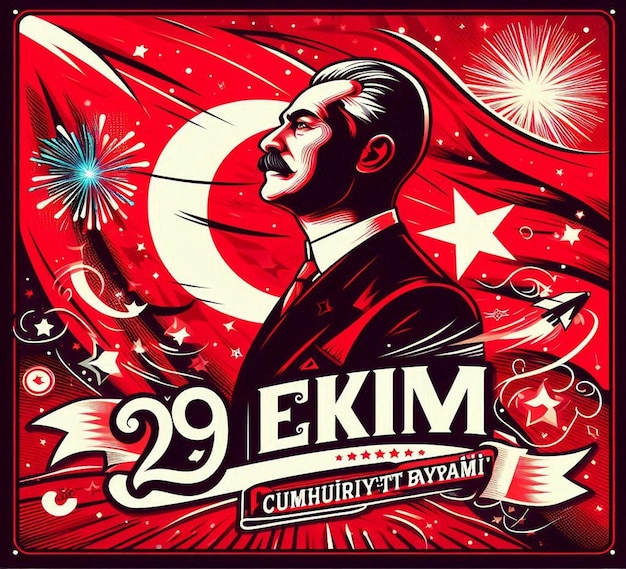 Photo this beautiful design is illustrated for turkish festival 29 ekim