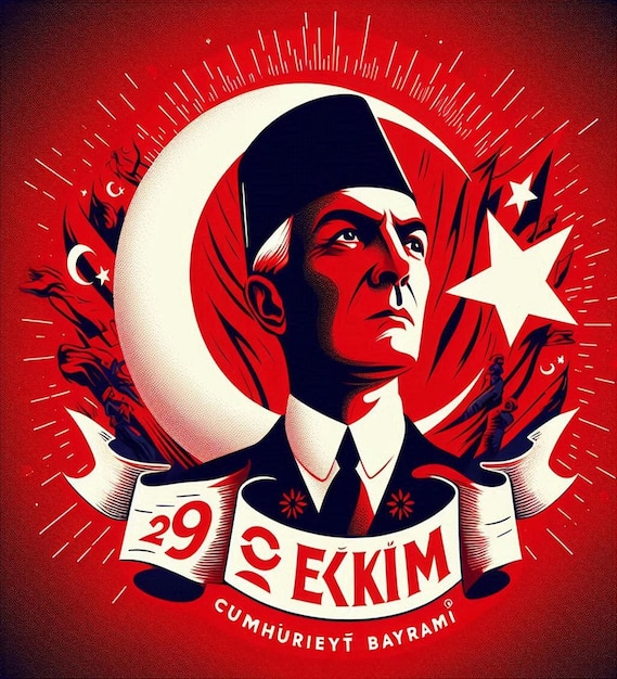 Photo this beautiful design is illustrated for turkish festival 29 ekim