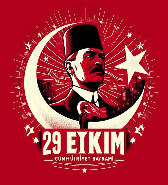 This beautiful design is illustrated for Turkish festival 29 Ekim