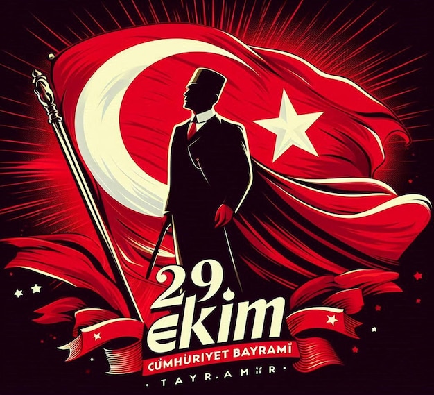 Photo this beautiful design is illustrated for turkish festival 29 ekim