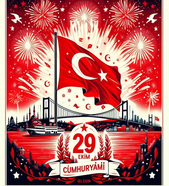 Photo this beautiful illustration is generated for turkish festival 29 ekim