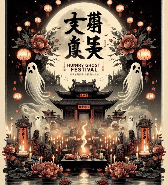 This beautiful illustration is illustrated for chinese festival Hungry Ghost