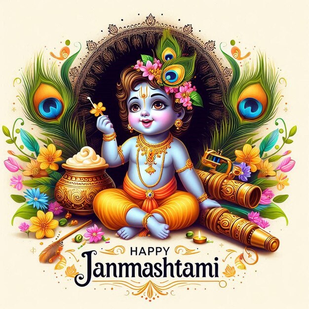 Photo this beautiful illustration is illustrated for happy janmashtami