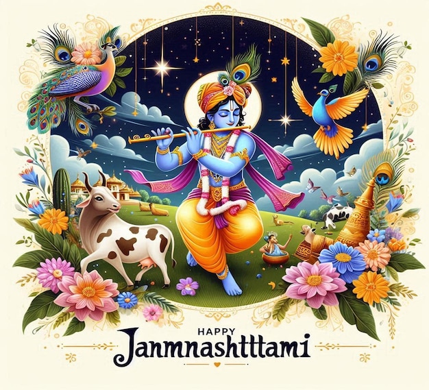 Photo this beautiful illustration is illustrated for happy janmashtami