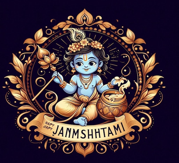 Photo this beautiful illustration is illustrated for happy janmashtami