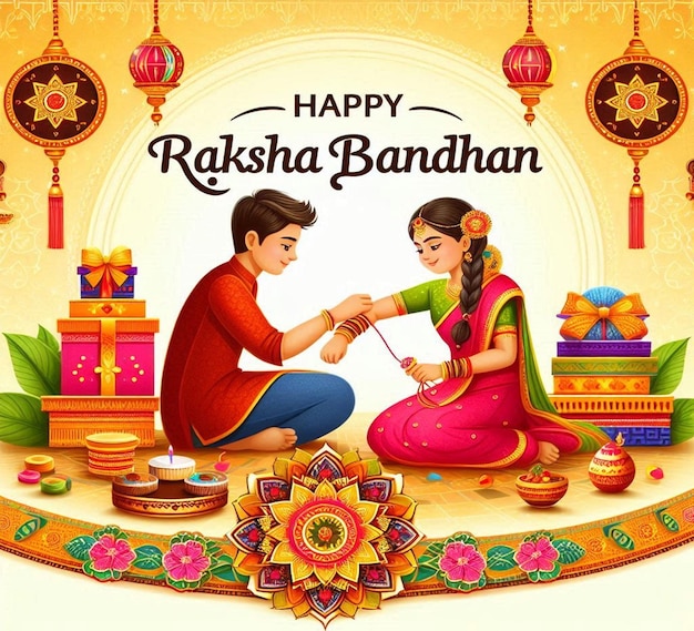 This beautiful illustration is illustrated for Happy Raksha Bandhan