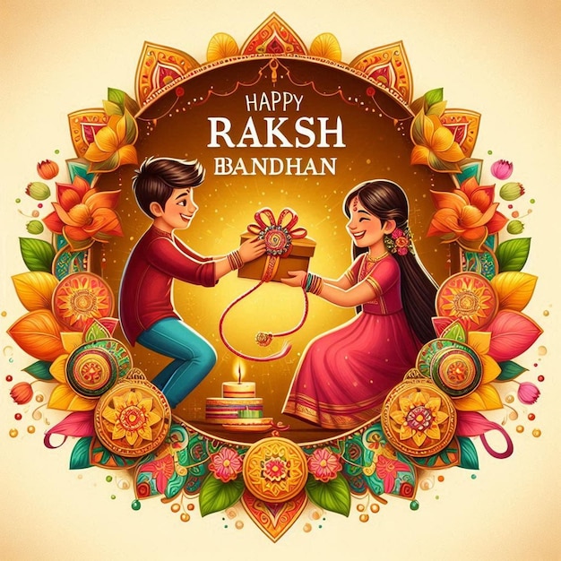 This beautiful illustration is illustrated for Happy Raksha Bandhan