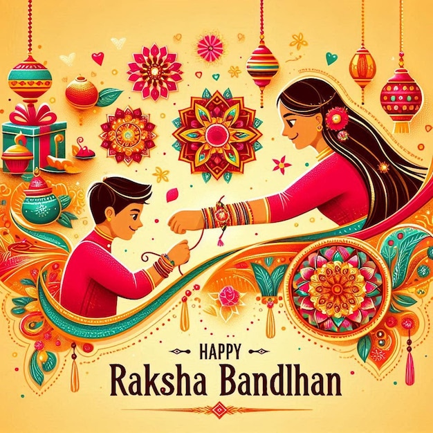 This beautiful illustration is illustrated for Happy Raksha Bandhan