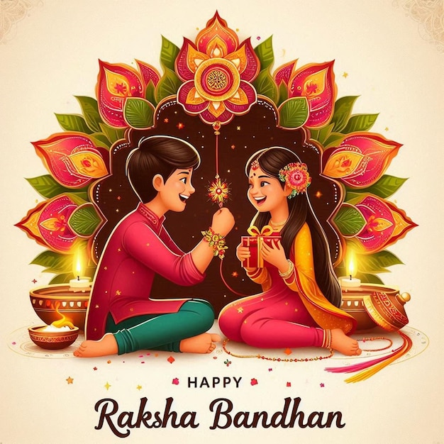 This beautiful illustration is illustrated for Happy Raksha Bandhan