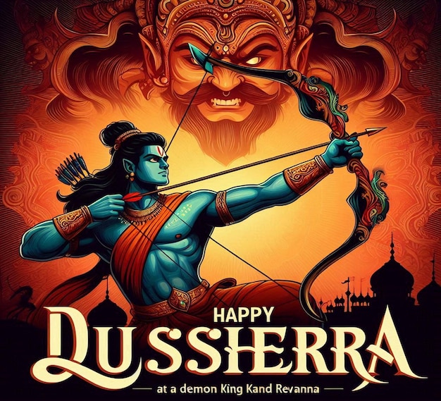 Photo this beautiful illustration is made for happy dussehra festival