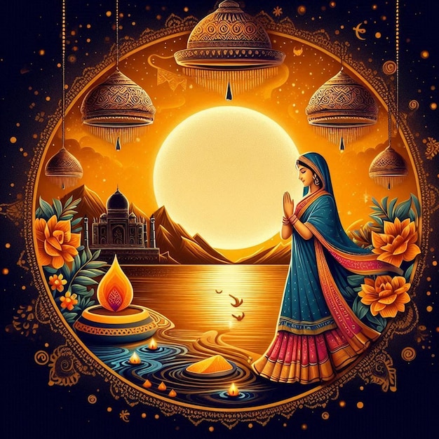 This beautiful illustration is made for Happy Sharad Purnima