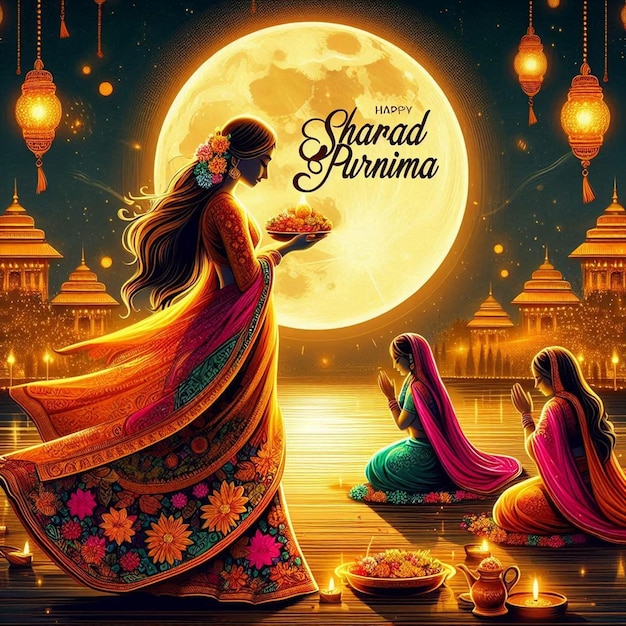 This beautiful illustration is made for Happy Sharad Purnima