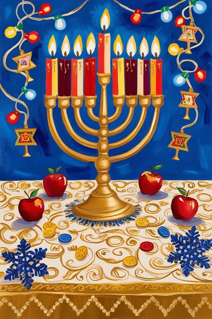 Photo this beautiful illustration was created for the jewish religious festival of happy hanukkah