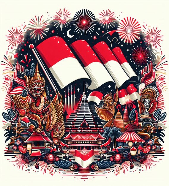 Photo this beautiful image is generated for festival of happy indonesia independence day