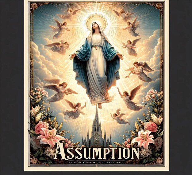 Photo this beautiful mythological design is designed for assumption of mary