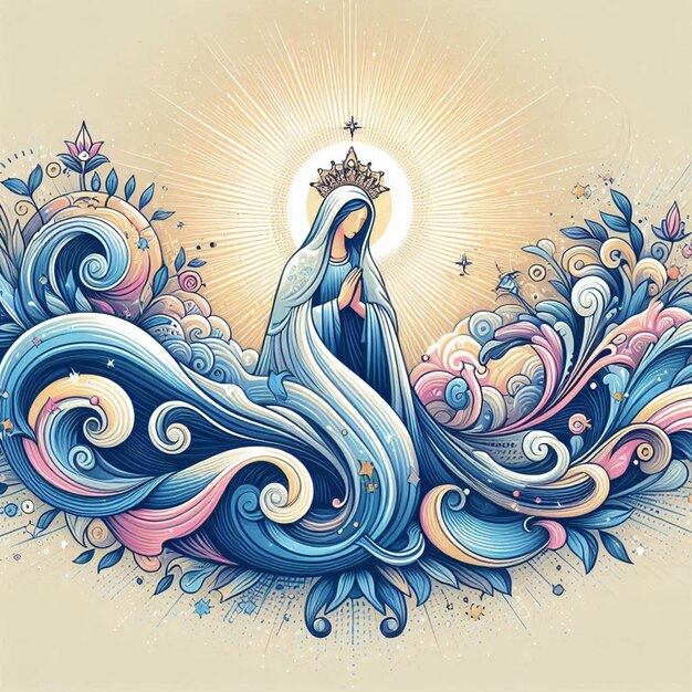 Photo this beautiful mythological illustration is illustrated for assumption of mary