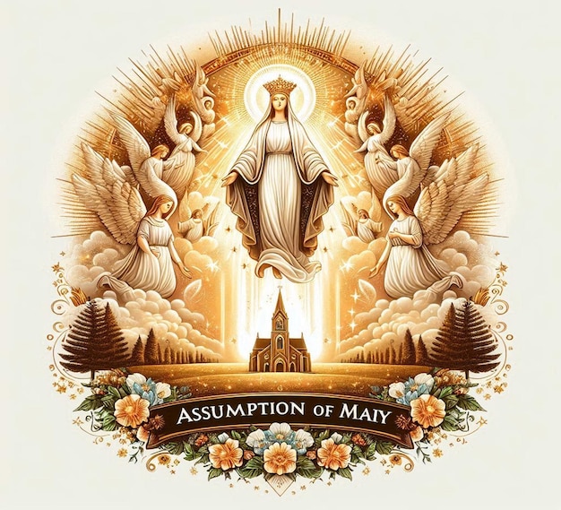 Photo this beautiful mythological illustration is illustrated for assumption of mary