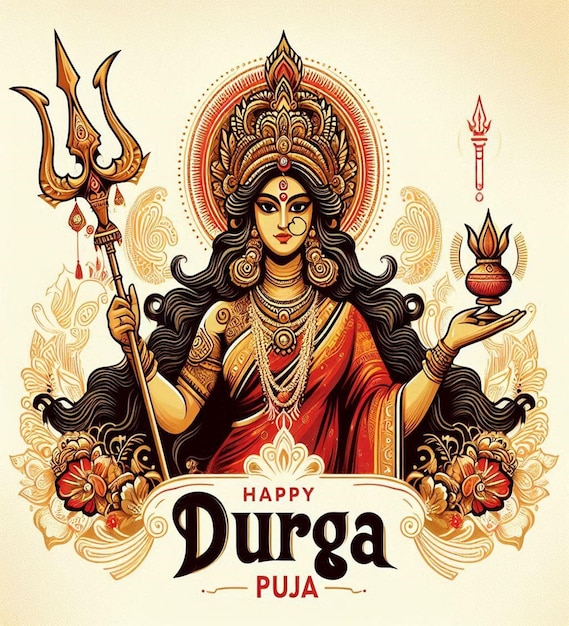 Photo this beautiful mythological image is generated for happy durga puja and navratri