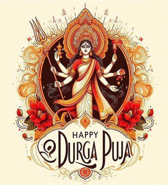 Photo this beautiful mythological image is generated for happy durga puja and navratri