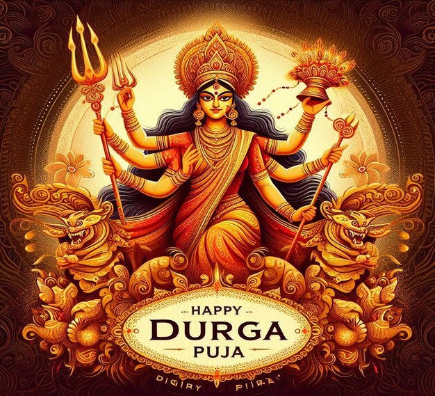 Photo this beautiful mythological image is generated for happy durga puja and navratri