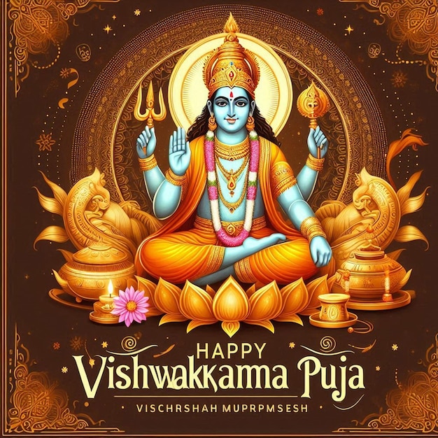 Photo this beautiful mythological image is generated for happy vishwakarma puja