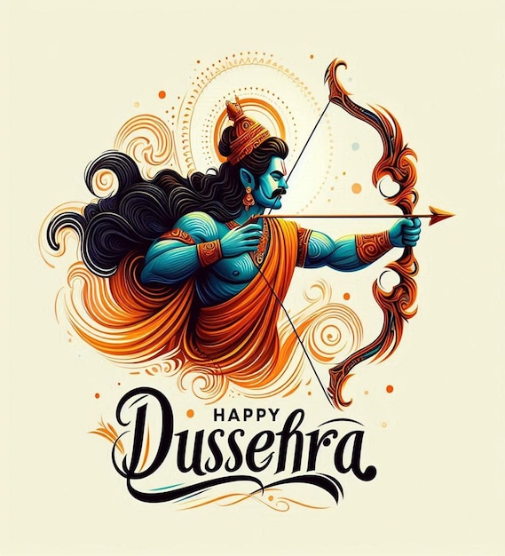 Photo this beautiful mythological poster design is made for happy dussehra festival