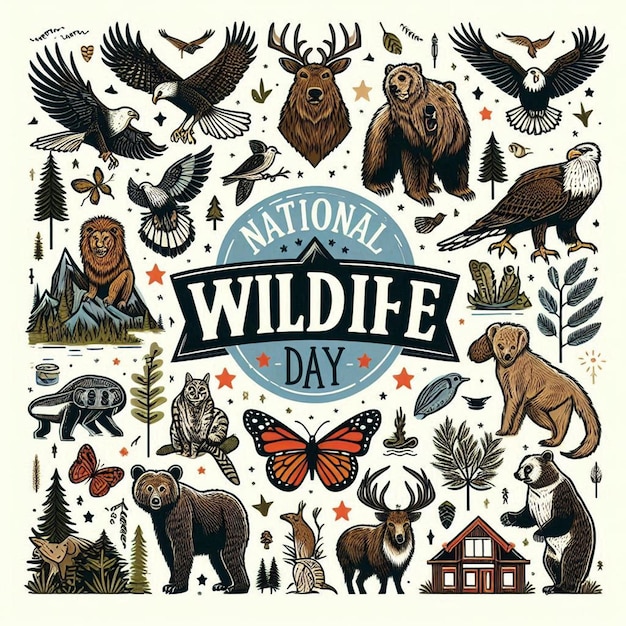 This beautiful natural illustration is illustrated for National Wildlife Day