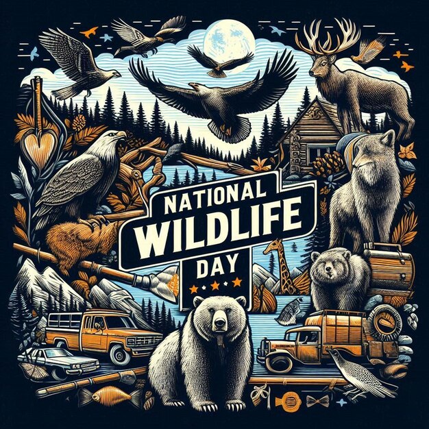 This beautiful natural illustration is illustrated for National Wildlife Day