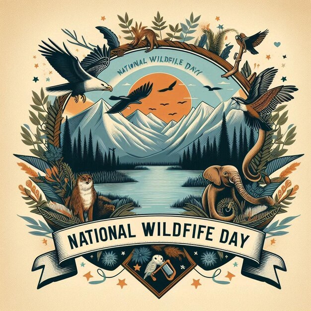 This beautiful natural illustration is illustrated for National Wildlife Day