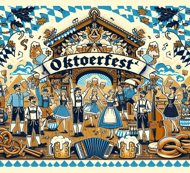 This beautiful party illustration is illustrate for Oktoberfest festival