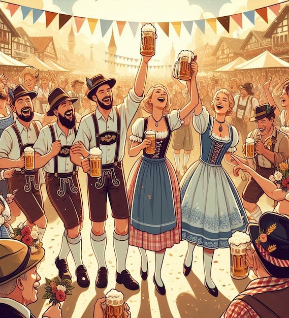 This beautiful party illustration is illustrate for Oktoberfest festival