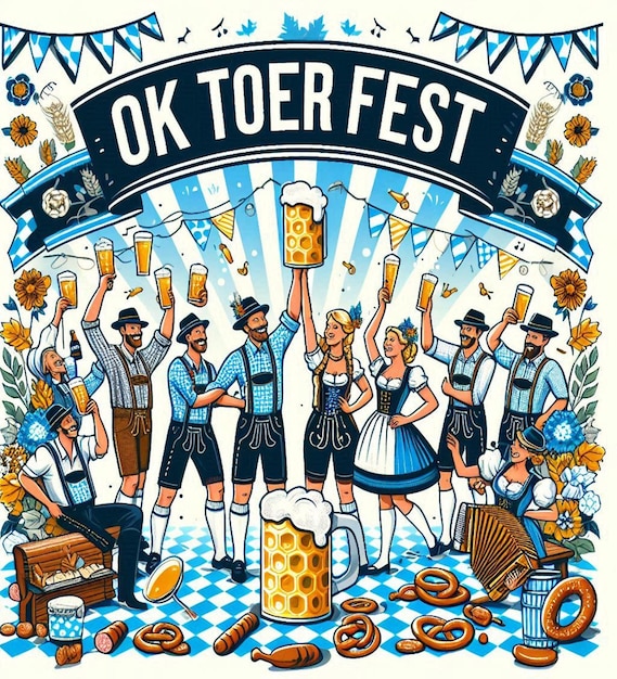 Photo this beautiful party illustration is illustrate for oktoberfest festival