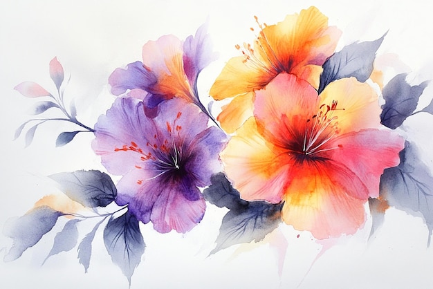 This beautiful watercolor flower arrangement elements