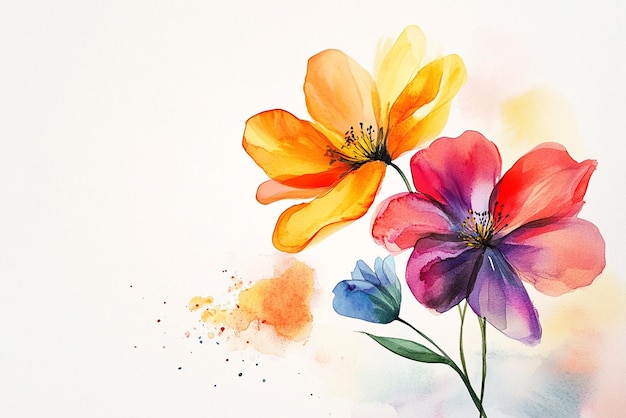 Photo this beautiful watercolor flower arrangement elements