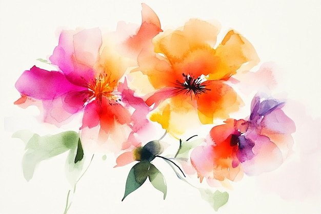 Photo this beautiful watercolor flower arrangement elements